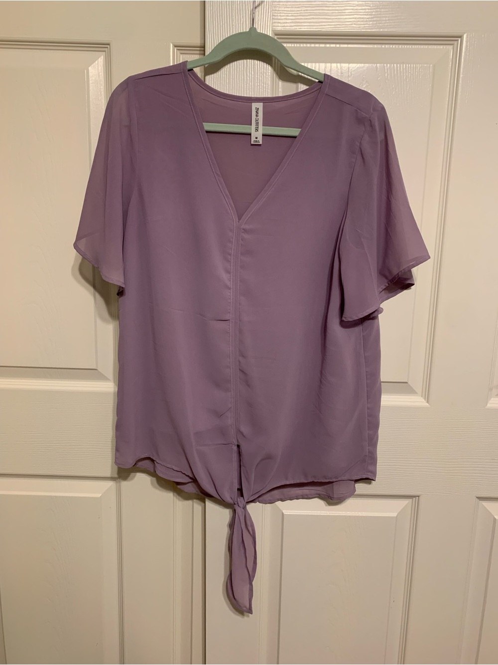 Zenana Outfitters Purple Tie Front Blouse Sz M